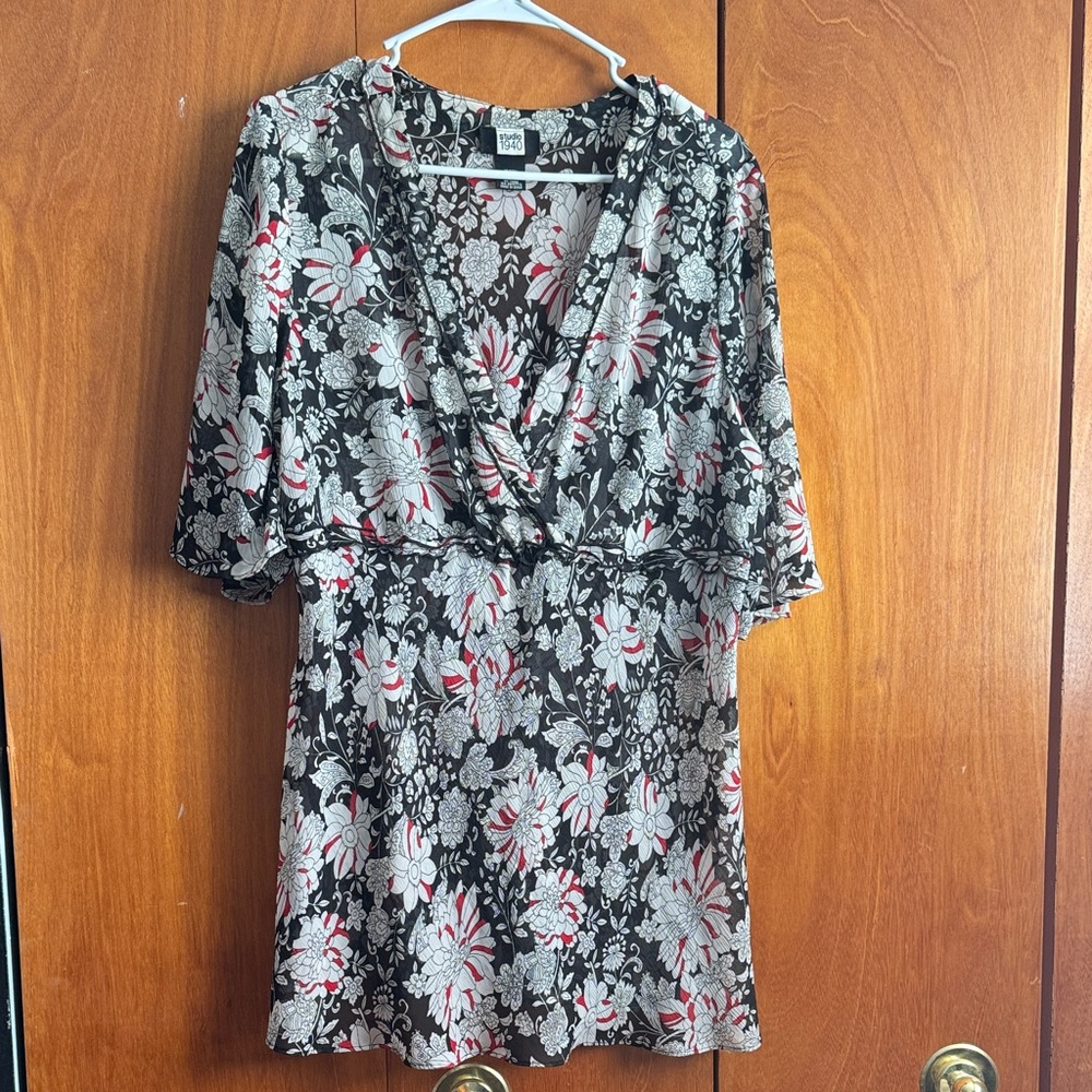 Studio 1940 Black and Red Floral Top